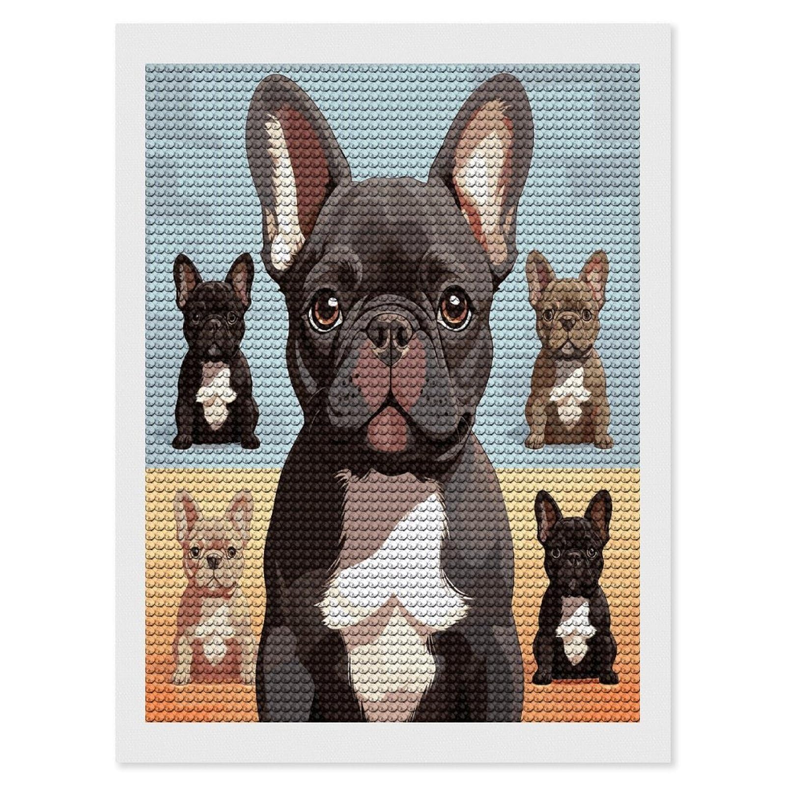 JTREHY French Bulldog Dog Cute Diamond Art Kits Personalized DIY Round Diamond Painting Kits for Beginner Full Drill Diamonds Dots Paintings for Adults Gem Art Crafts Home Decor