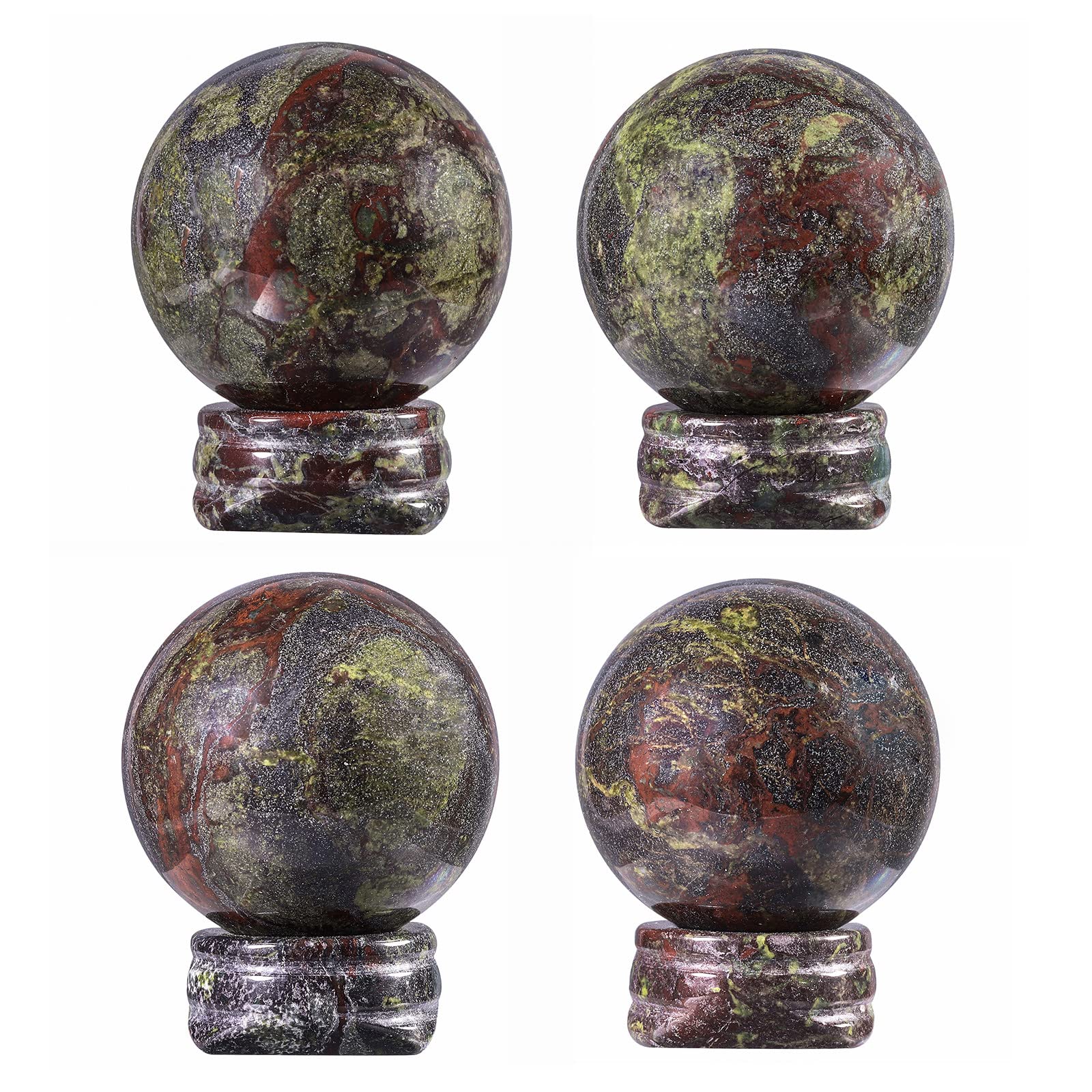mookaitedecor Natural Dragon Bloodstone Crystal Ball Sphere with Stone Stand - Image 4