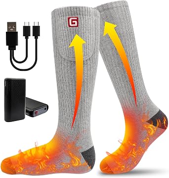 Rabbitroom Heated Socks for Men Women Rechargeable Washable Winter Electric Thermal Heated Socks Foot Warmer 6-12 USA Size