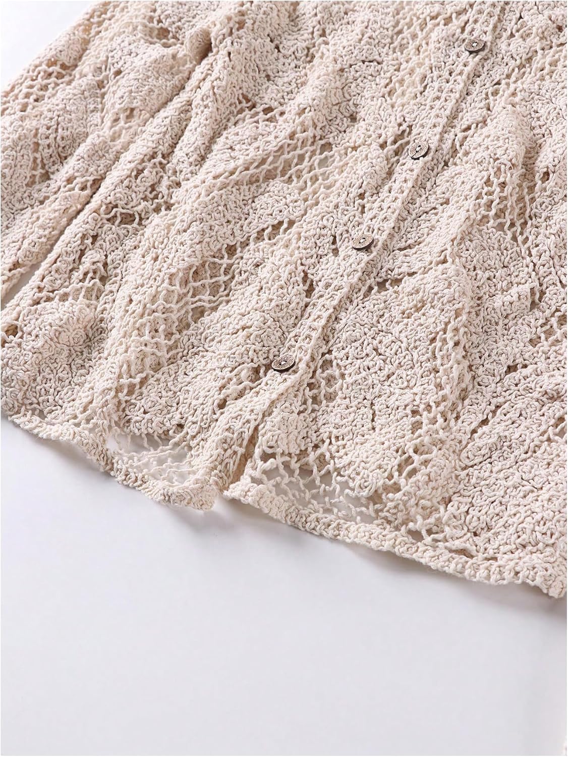 GORGLITTER Women's Hollow Out Crochet Cardigans Button Up Lightweight Long Sleeve Scoop Neck Fall Trendy Knitwear - Image 5