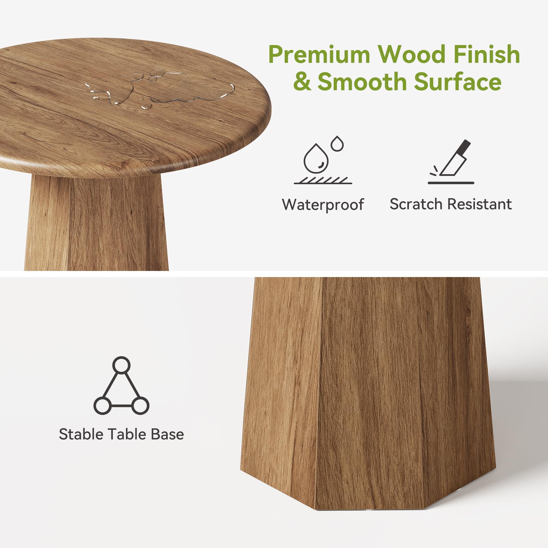 Tribesigns Mesa de Comedor Redonda pequeña para 2-4 Personas, Mesa de Cocina de 80 cm con Base Octogonal para Comedor, salón, marrón (Solo Mesa).