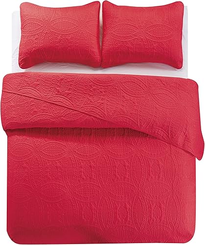 Miniatura 6 de Legacy Decor Juego de colcha de 3 piezas de gran tamaño de 100 pulgadas de ancho x 106 pulgadas de largo, tamaño Queen, color rosa paraíso