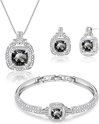 Celestial Whispers Crystal Jewelry Sets For Women Bracelet Necklace and Earrings Sets Idea Gift for Wife Girlfriend or Mothers