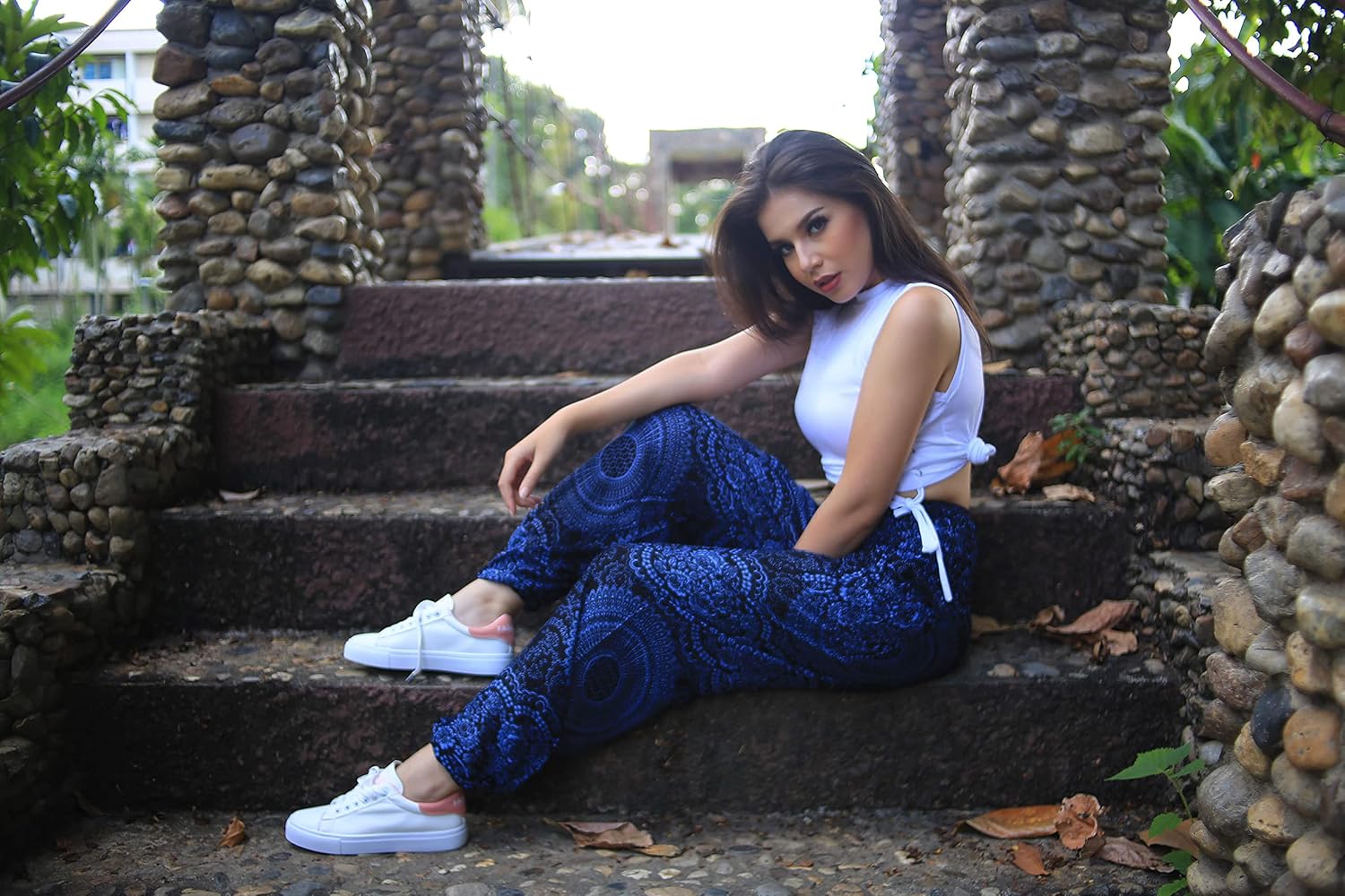 Boho Pants 2-Pocket Flowy Harem Pants Women for Yoga Travel Hippie Clothes - Image 6