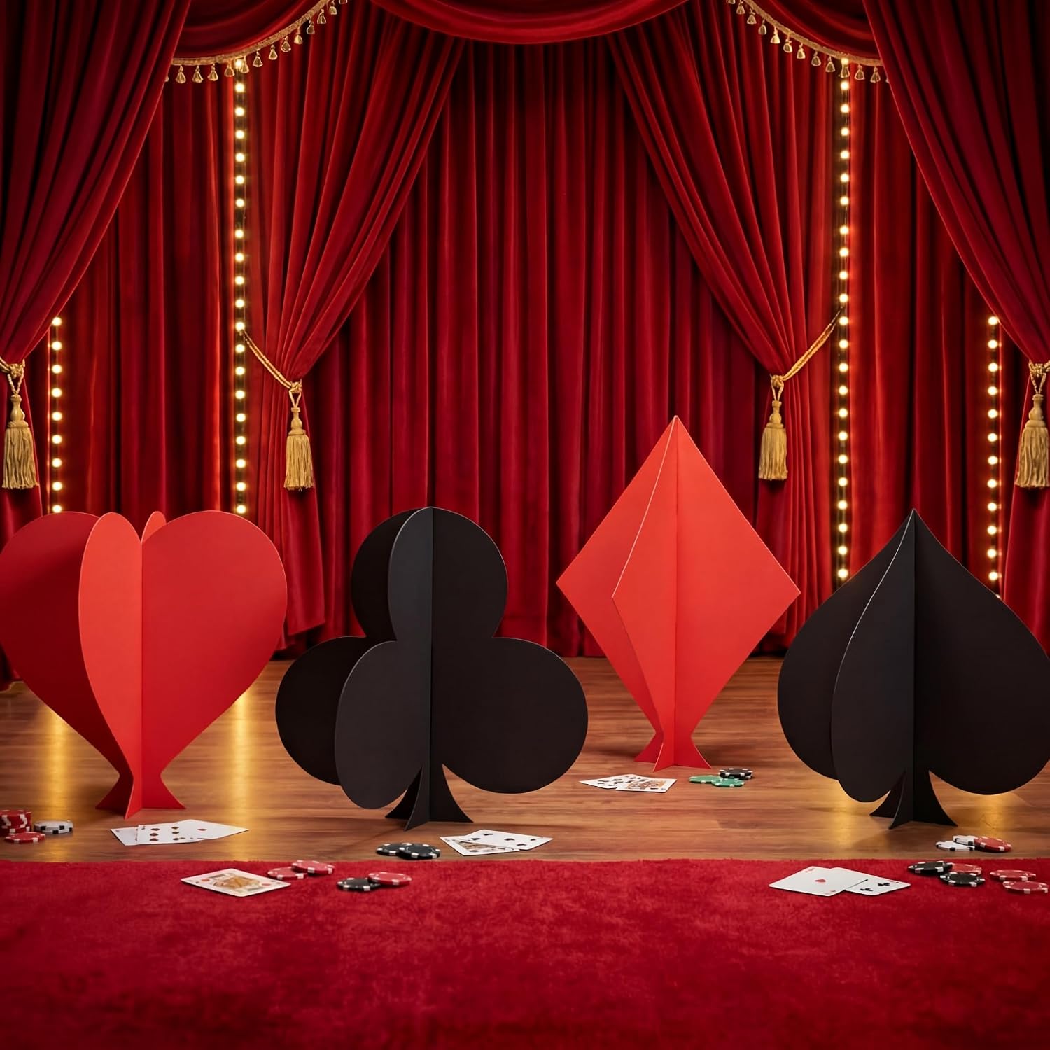 Large Casino Theme Party Decoration, Poker Cardboard Backdrop, Poker Suits Stand up Sign, Casino Photo Props Las Vegas Game Night Birthday Party Decoration, Playing Cards Themed Backdrop