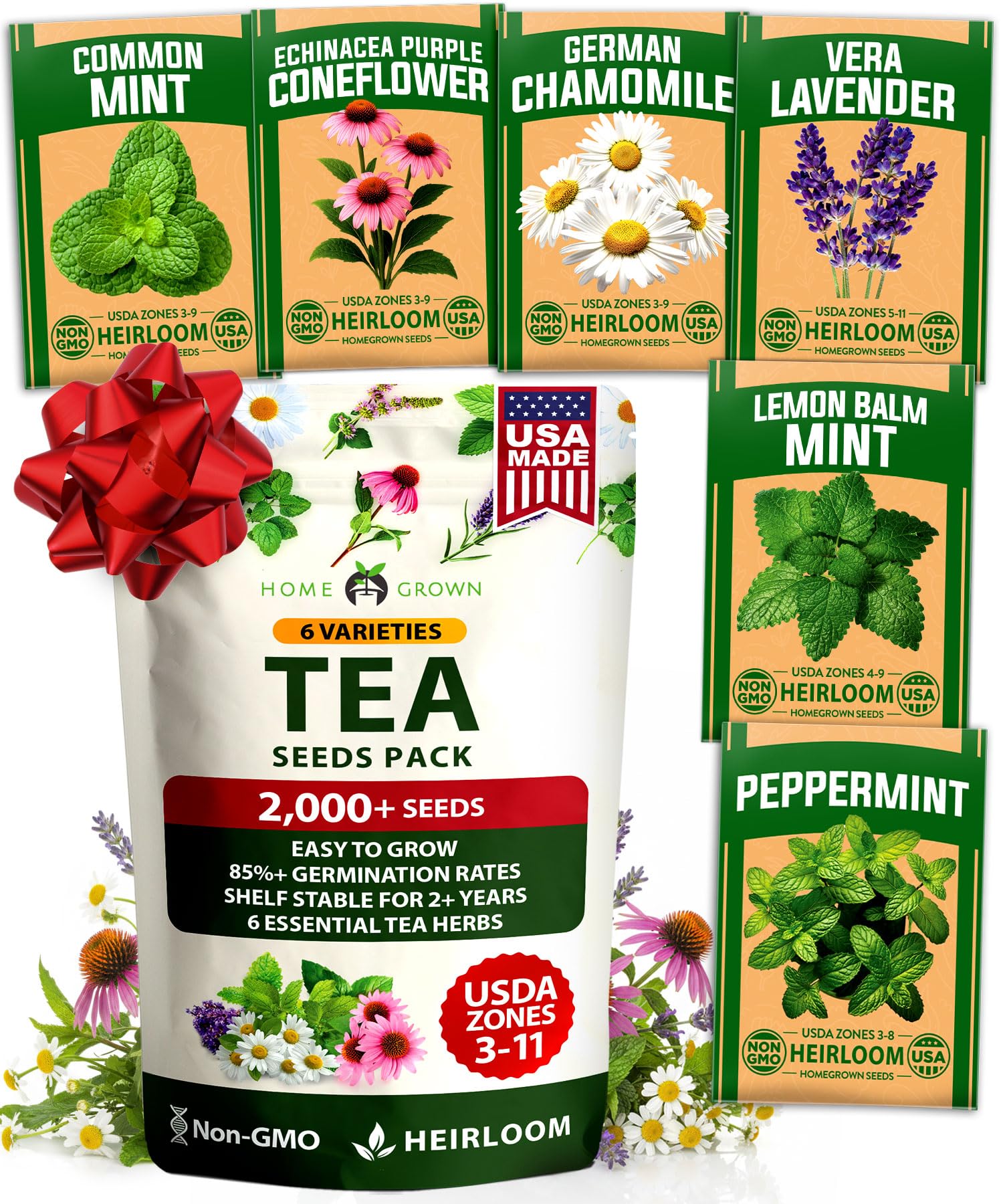 HOME GROWN 6 Medicinal Herb Variety Vault 2000+ Seeds Garden Kit