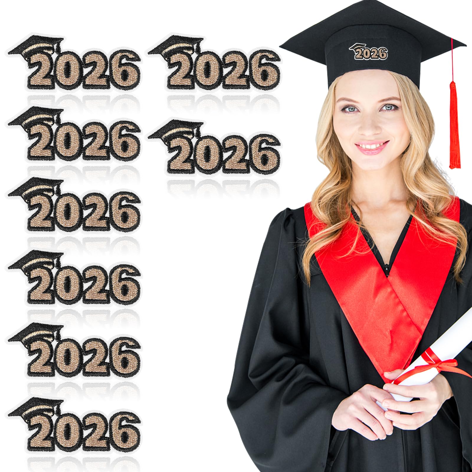 Écussons brodés diplôme 2025 STOBOK lot de 6 thermocollants pour la personnalisation des vêtements