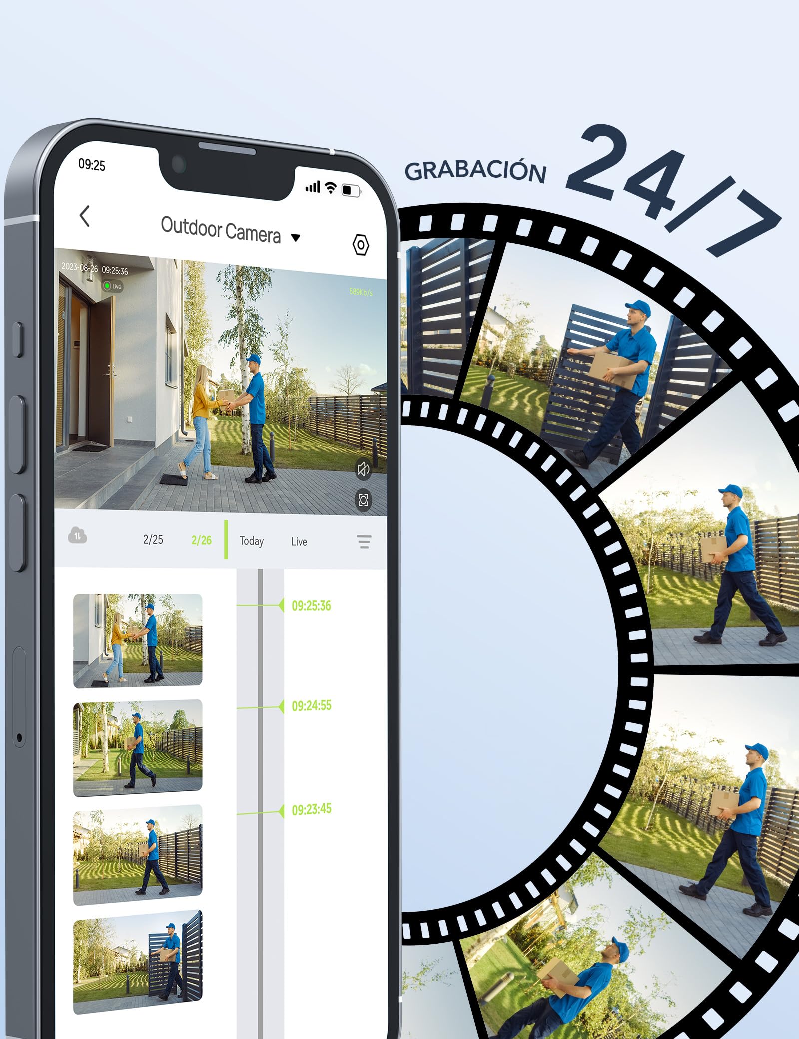 GNCC Cámara Vigilancia WiFi Exterior 2K GT1PRO, Kit 2 Unidades, Fija, IP65, Solo WiFi a 2,4 GHz, Detección Movimiento, Audio Bidireccional, 24/7, Sirena, Se Requiere Suscripción a la Nube, Enchufe