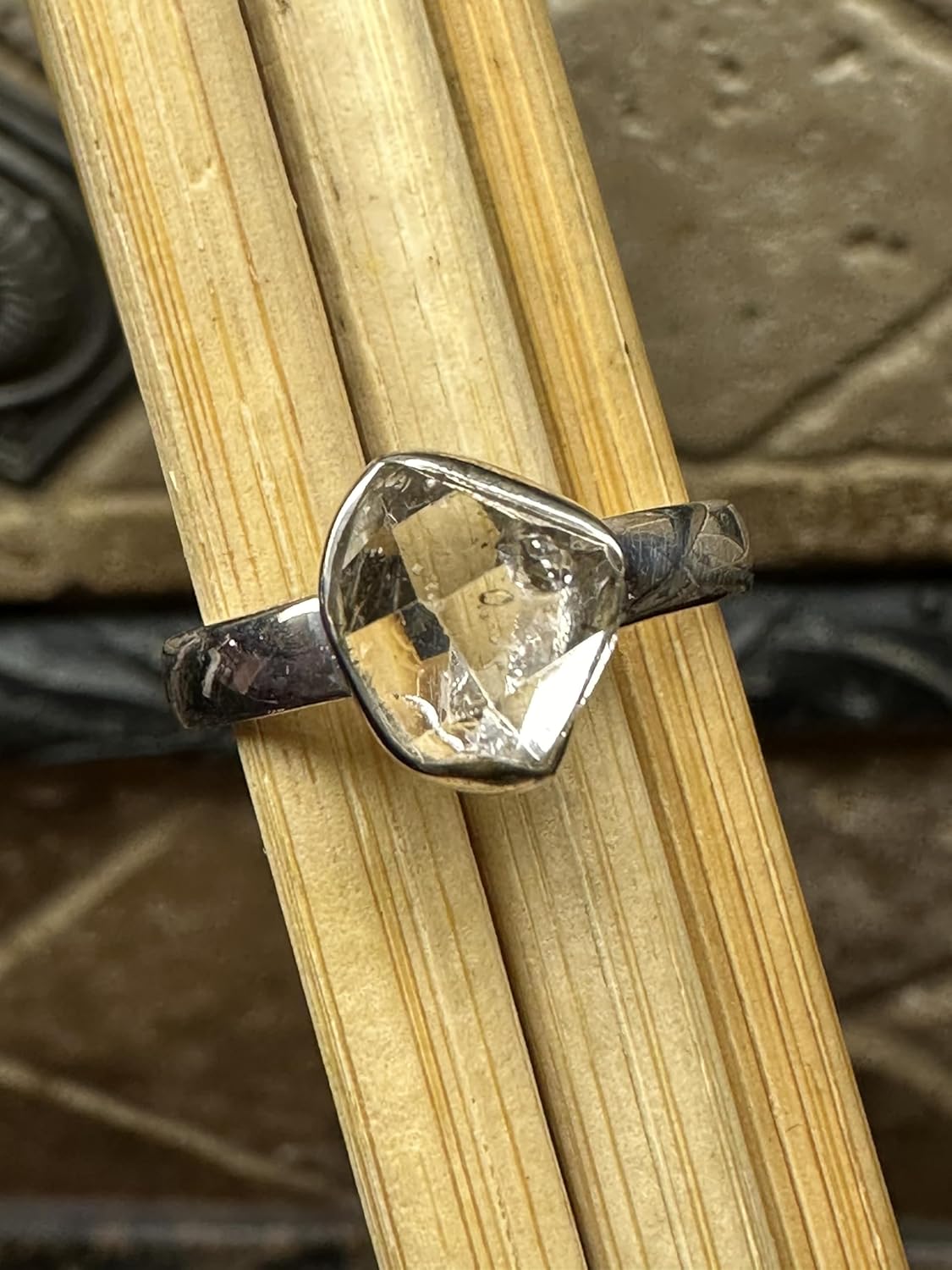 Natural Herkimer Diamond 925 Solid Sterling Silver Ring Size 6, 7, 7.5, 8, 8.25