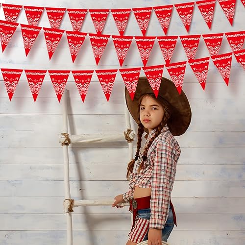 Miniatura 10 de Paquete de 5 decoraciones de fiesta de vaquero del oeste, banderines, banderines negros, banderines negros, accesorios de fiesta del salvaje oeste