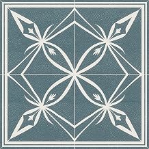 HOMETITUTE Nordic Blue Floral Silhouette Floor 12in Vinyl Tile