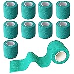 Gondiane 9 Pack 2 x 5 Yards Self Adhesive Bandage Wrap Self Stick Wrap for Ankle, Wrist, Finger, Sports, Breathable Cohesive Vet Tape for Pets (Middle Green)
