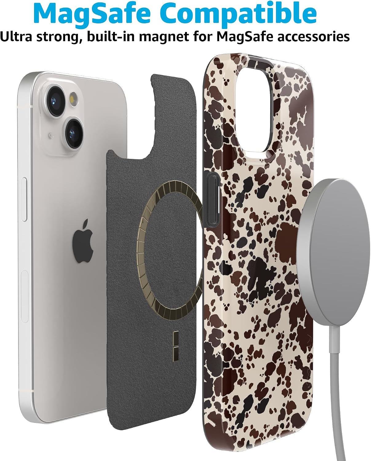 Casely iPhone 15 Case | Cowgirl Envy | Cow Print | Compatible with MagSafe | Classic Ultra Slim Design