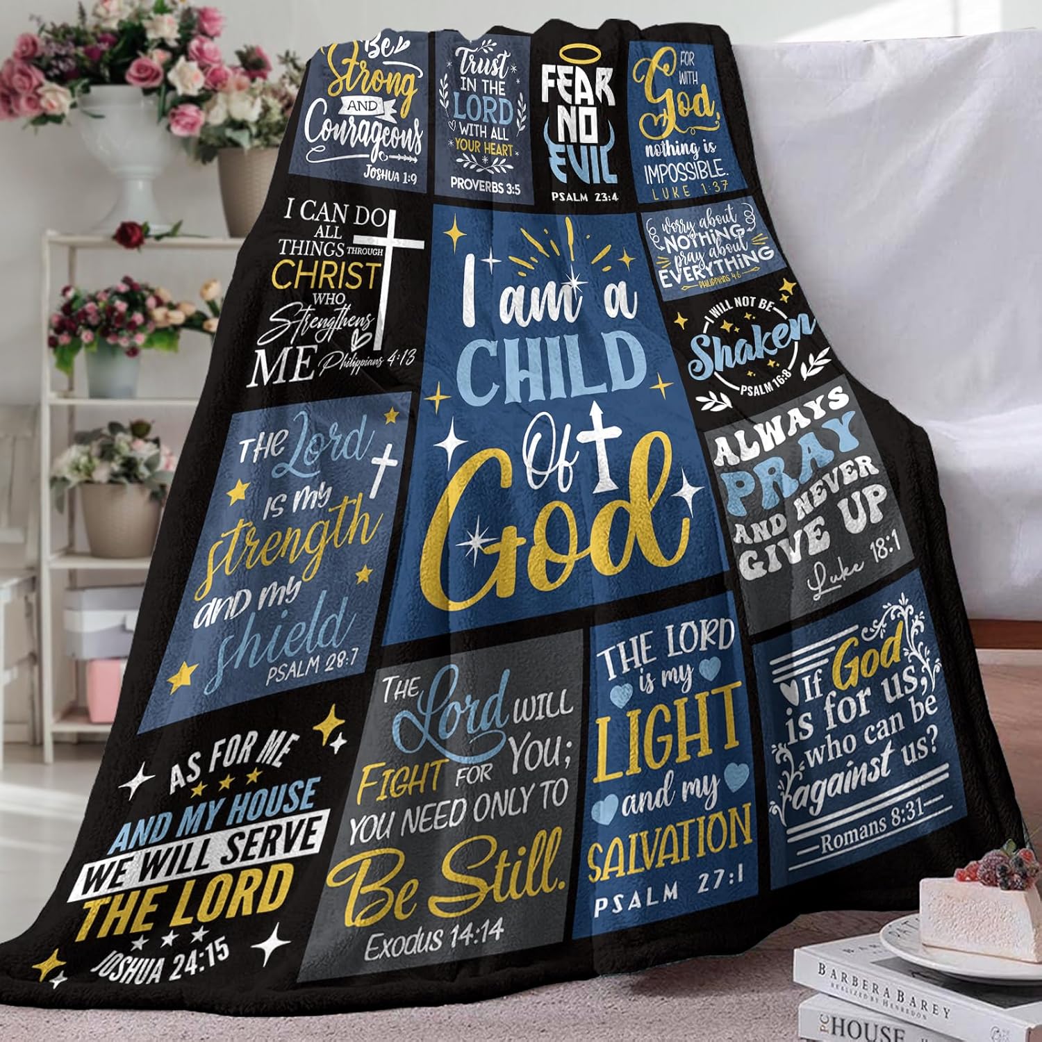 Christian Gifts for Men Flannel Throw Blanket, Religious Inspirational I Am a Child of God Birthday Christmas Faith Gift Ideas, Bible Verse Soft Blankets Present for Boys Son Brother Dad 50"x60" - Image 5