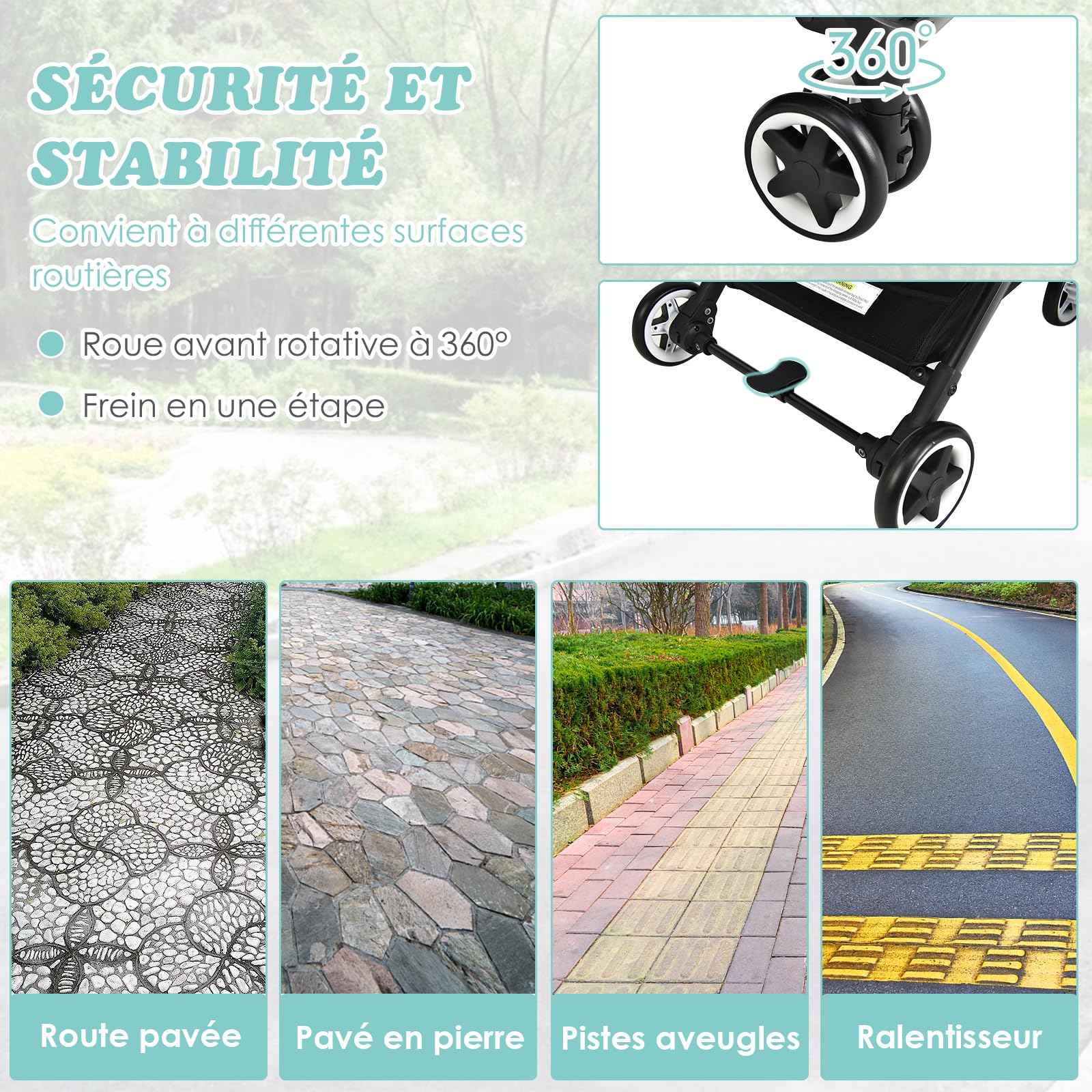 COSTWAY Poussette Canne Bébé 0-3 Ans(Charge 15 kg) avec Dossier & Auvent Réglables, Poussette Compact et Légère avec Moustiquaire & Roues avec Frein, Pliable à une Main, Rangement Inférieur(Noir)