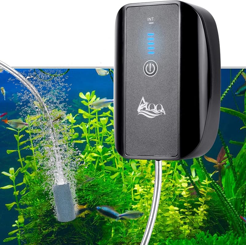 Bomba de Ar para Aquário AQQA com Bateria Recarregável USB, Modo Intermitente e Indicador LED, AQ012