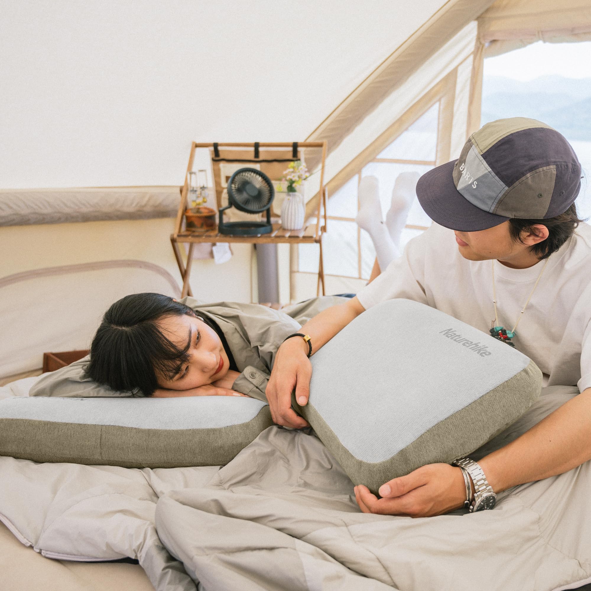 Naturehike Almohada CóModa De Espuma ViscoeláStica para El Cuello, Antibacteriana, Ayuda para Dormir, Antideslizante, Funda Lavable, NúCleo ExtraíBle, CojíN Cervical De Viaje, Almohada para AvióN