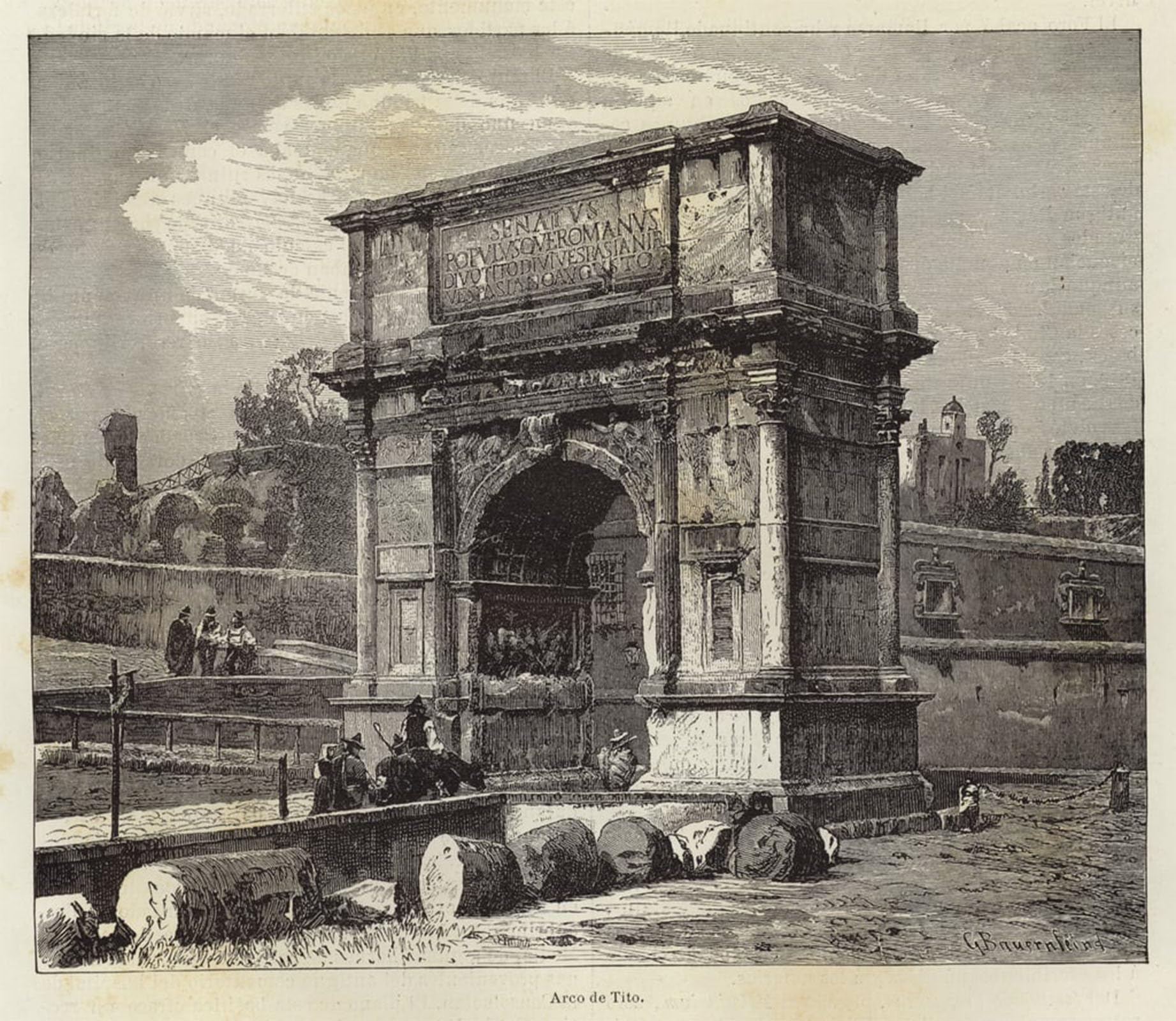 POSTERIIk Vintage Art Print Images Pictures Print Arch of Titus by Gustave Baauernfeind Modern Colour Posters for Office Home Decor 60x90cm