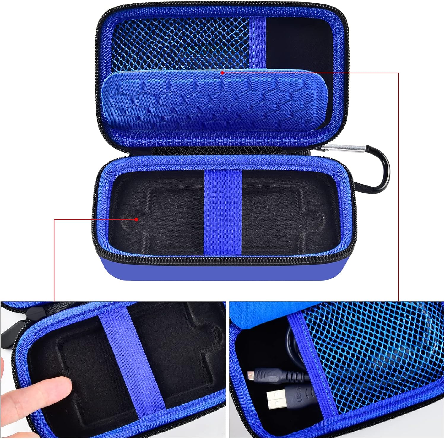 PAIYULE Case Compatible with Samsung T7/ T7 Touch Portable SSD 1TB 2TB 500GB USB 3.2 External Solid State Drive, Travel Carrying Storage Organizer Fits for USB Cables and More Accessories (Blue)