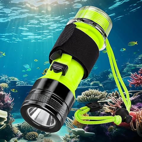 LED Linterna de Buceo, 1500 lúmenes luz LED de Buceo Recargable, IPX8 Impermeable, Sumergible hasta 80 Metros a Prueba de Agua, 3 Modos para Natación, Senderismo de Noche, Pesca, Acampada