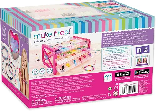 Make It Real DIY Jewellery Making Bead Set with Beads, Charms and Storage - Arts and Crafts for Kids - Girls Gifts