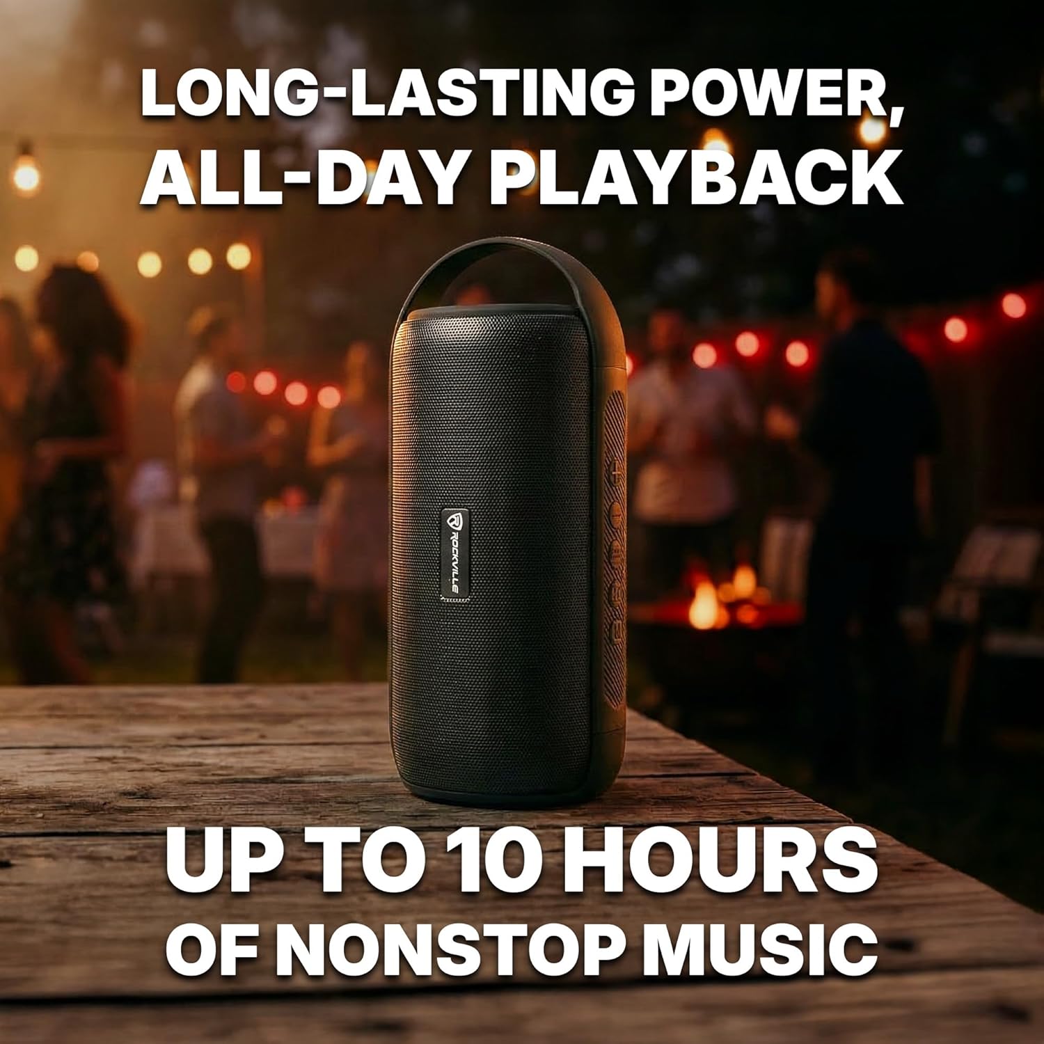 Rockville RPB25 40W Peak/15W RMS Portable Bluetooth Speaker, TWS Stereo Pairing, USB/SD/Aux/FM, Micro USB Charging, Water-Resistant, for Outdoor and Indoor Use