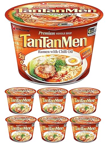 Ramen Tantanmen con aceite de chile Nongshim Premium Sopa de fideos 3.56 oz Tazón grande, 6 unidades por TAOindustry