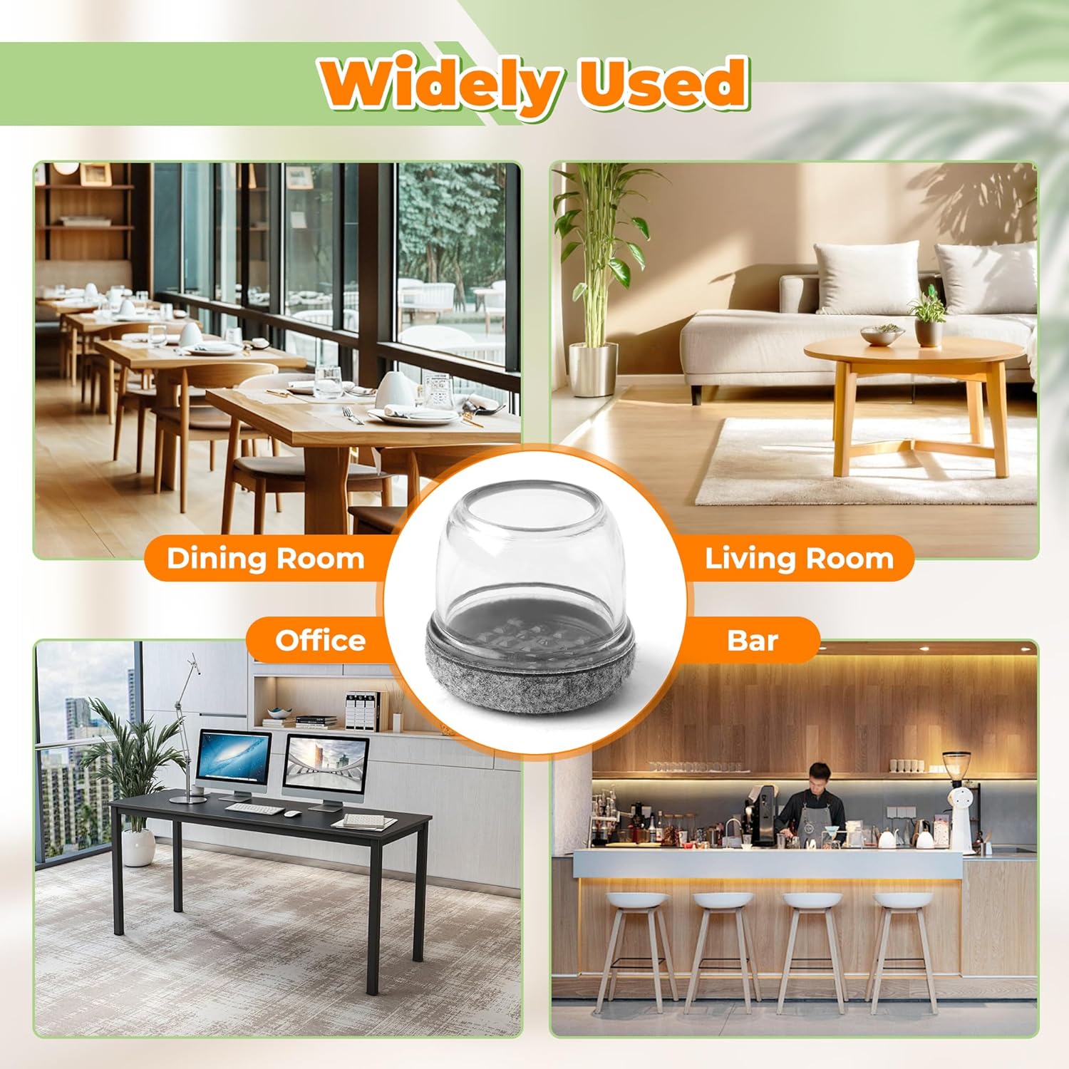 Chair Leg Floor Protectors - 16PCS Round Chair Feet Protectors Caps for Hardwood Floors, Silicone Non Slip Felt Furniture Pads, Wrapped Thickening Table Stools Leg Cover Cups (Fit: 0.98"-1.18")