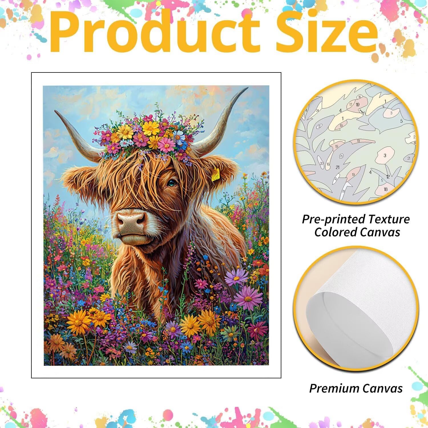 WEISHIWE Dipingere con i Numeri Adulti Mucca highland, 80x100cm s-273 | Paint by Numbers Kit con Pennelli e Acrilico Pigmento, Fai da te Olio La Pittura di Numeri Kit, Decora la Casa, senza Cornice