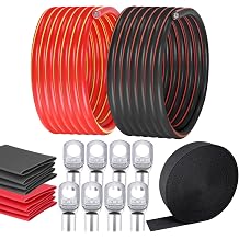 HBU 2 Gauge Car Battery Cables - 13 Feet Black, 13 Feet Red - CCA Welding Cables - 2 AWG Truck, Solar, RV, Marine Inverter Power Wire with Braided Cable Sleeve, Lugs and Tubes