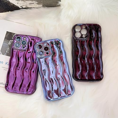 Miniatura 7 de SKYLMW Diseñada para iPhone 13 de 6.1 pulgadas 2021, patrón de forma de ondulación de agua, lindo marco de onda rizada kawaii, TPU suave a prueba de