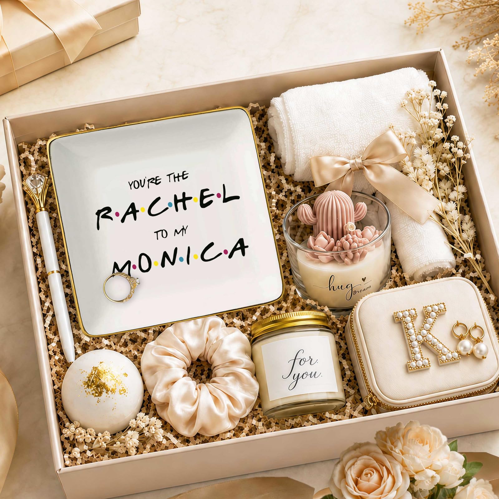 The One Where Friends – You are The Rachel to My Monica – Soporte de cerámica para joyas, bandeja para anillos y baratijas – Regalo de amistad a larga distancia para ella, regalo de cumpleaños de