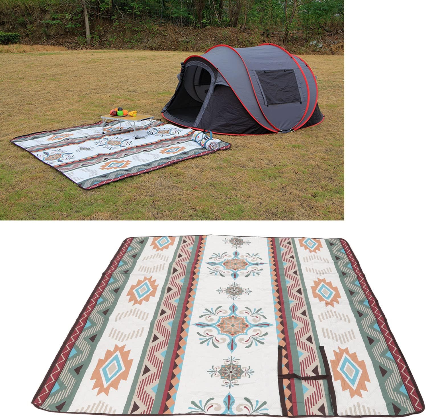 Waterproof Portable Carrying Picnic Rugs, Outdoor Picnic Blankets, 210D Oxford Cloth Thickened Machine Washable Picnic Mat for Patio Picnic Backyard Travelling 77.6x77.6inch