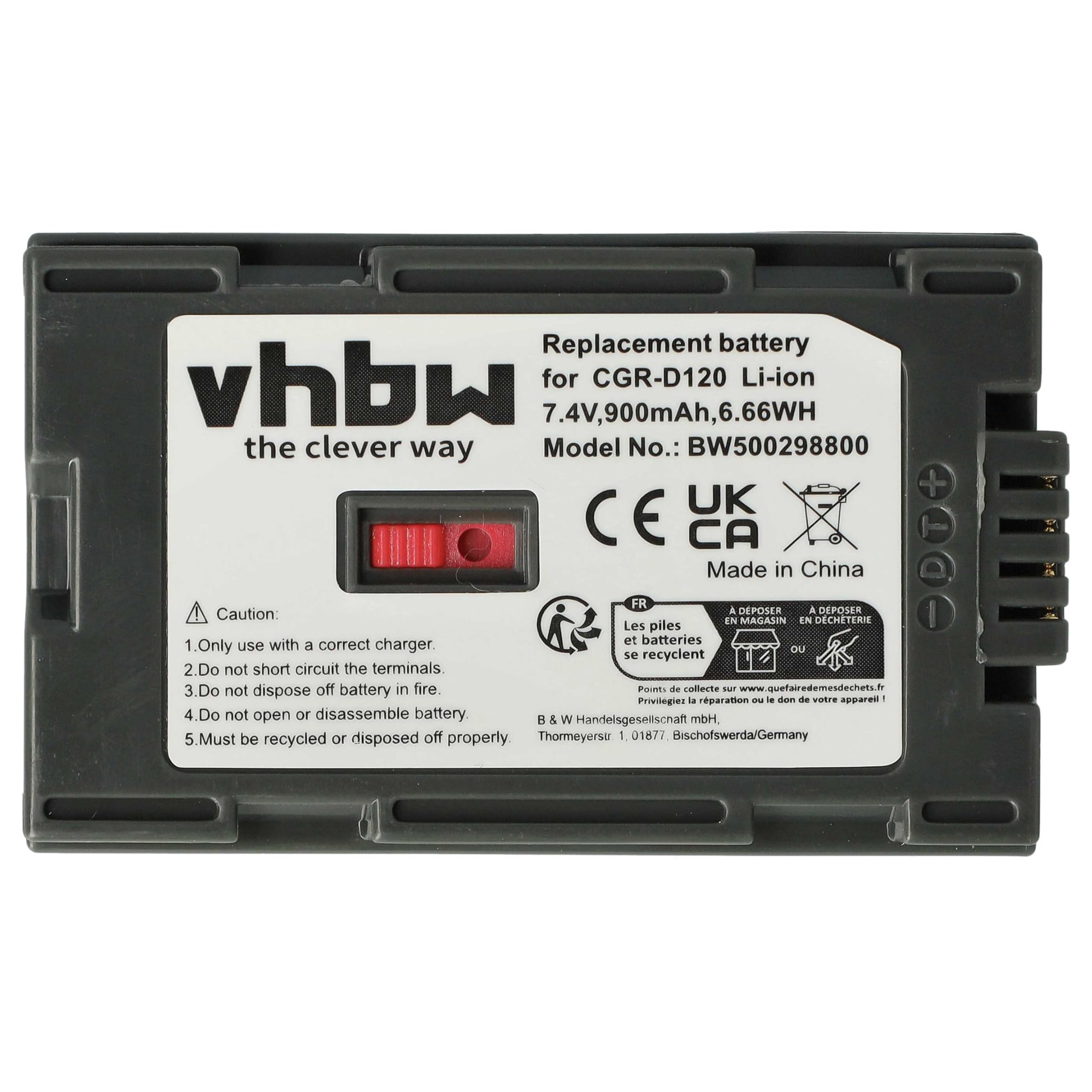 vhbw 1x Batterie Compatible avec Panasonic NV-DS150, NV-DS25, NV-DS27, NV-DS28, NV-DS29, NV-DS3 caméra vidéo caméscope (900mAh, 7,2V, Li-ION)