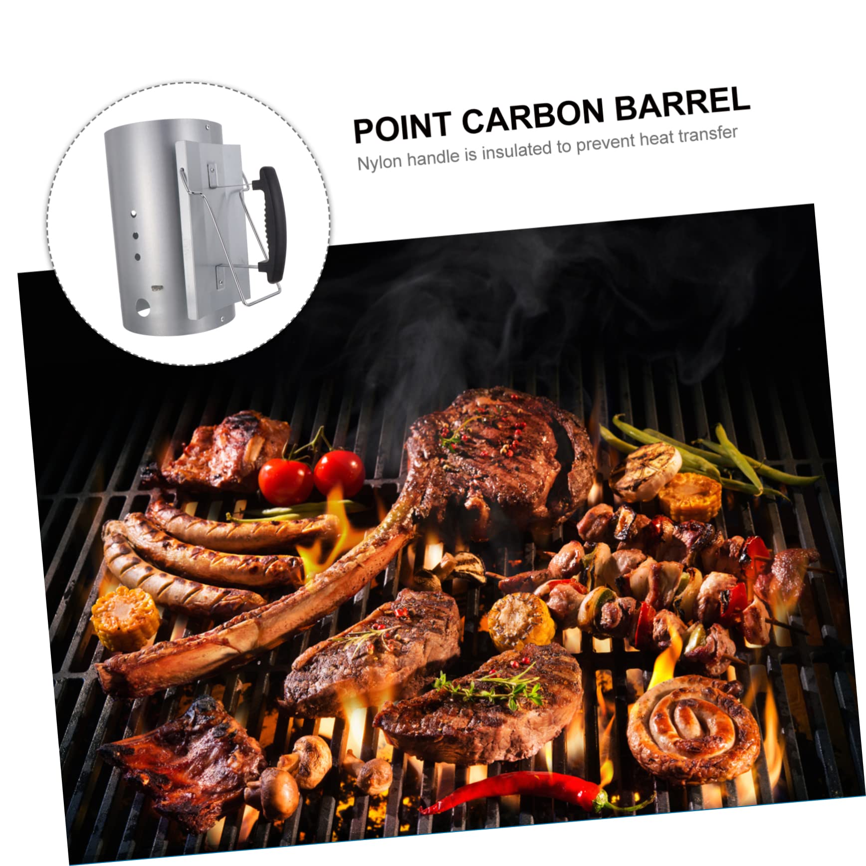 UKCOCO Allume-feu Cheminée pour Barbecue Extérieur, Seau à Charbon Galvanisé, Poignées Nylon, 19cm, Ignition Rapide sans Goût Chimique