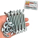 20 Pcs 1/4"-20 x2 Aile vis boulons et kit d'écrous Ailes vis papillon et écrou avec tête d'aile serrée main Zinc plaqué matériel fixation Kit d'assortiment