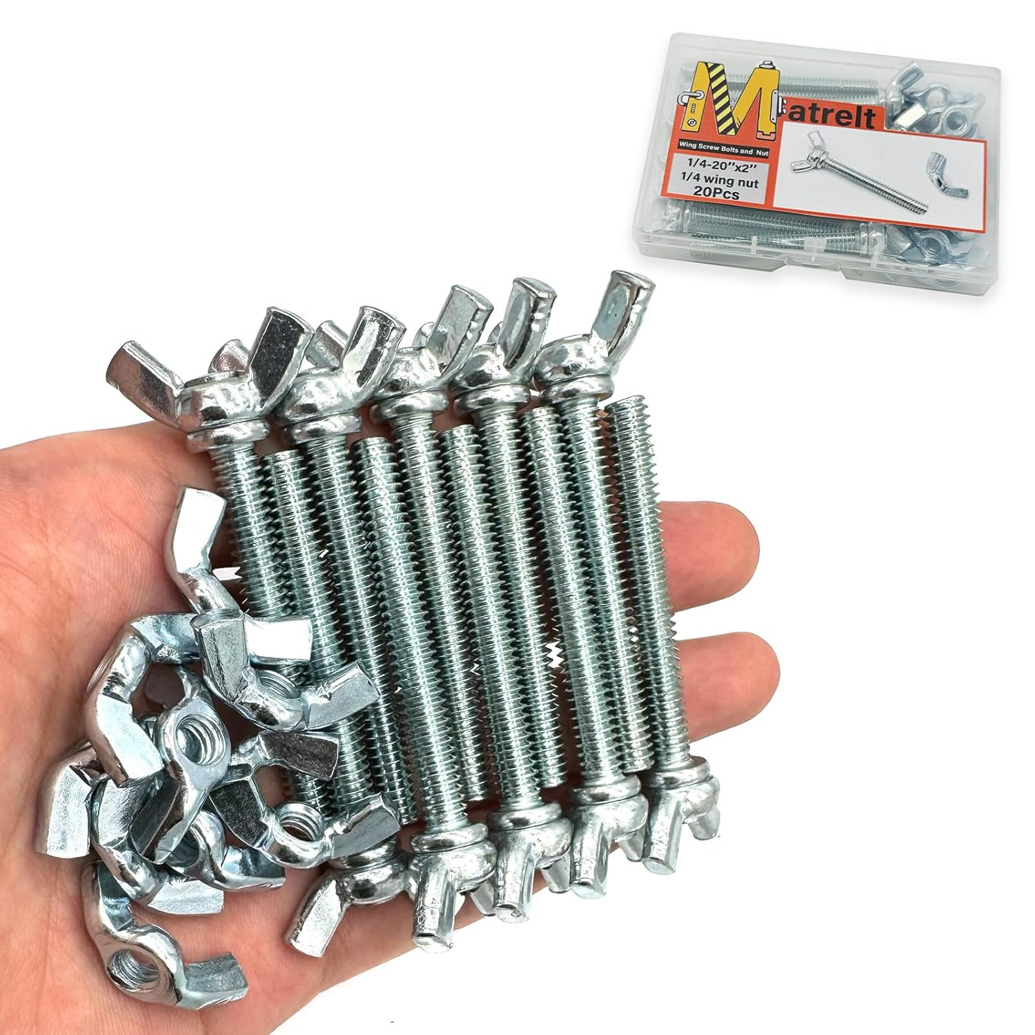 30 Pcs 1/4"-20 x1 Wing Screw Bolts and Wing Nut Kit Butterfly Screws and Nut with Hand Twist Tighten Wing Head Zinc Plated Hardware Fitting Fastenings Assortment Kit