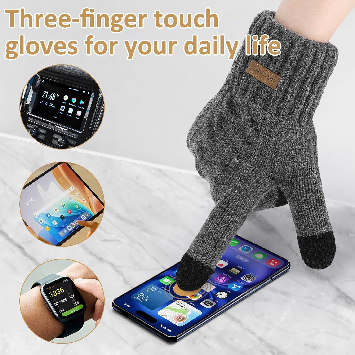 Womens Winter Gloves Cold Weather Warm Knit Touchscreen Fingers Elastic Cuff Soft Lining Thermal Dual Layer Glove - Image 4