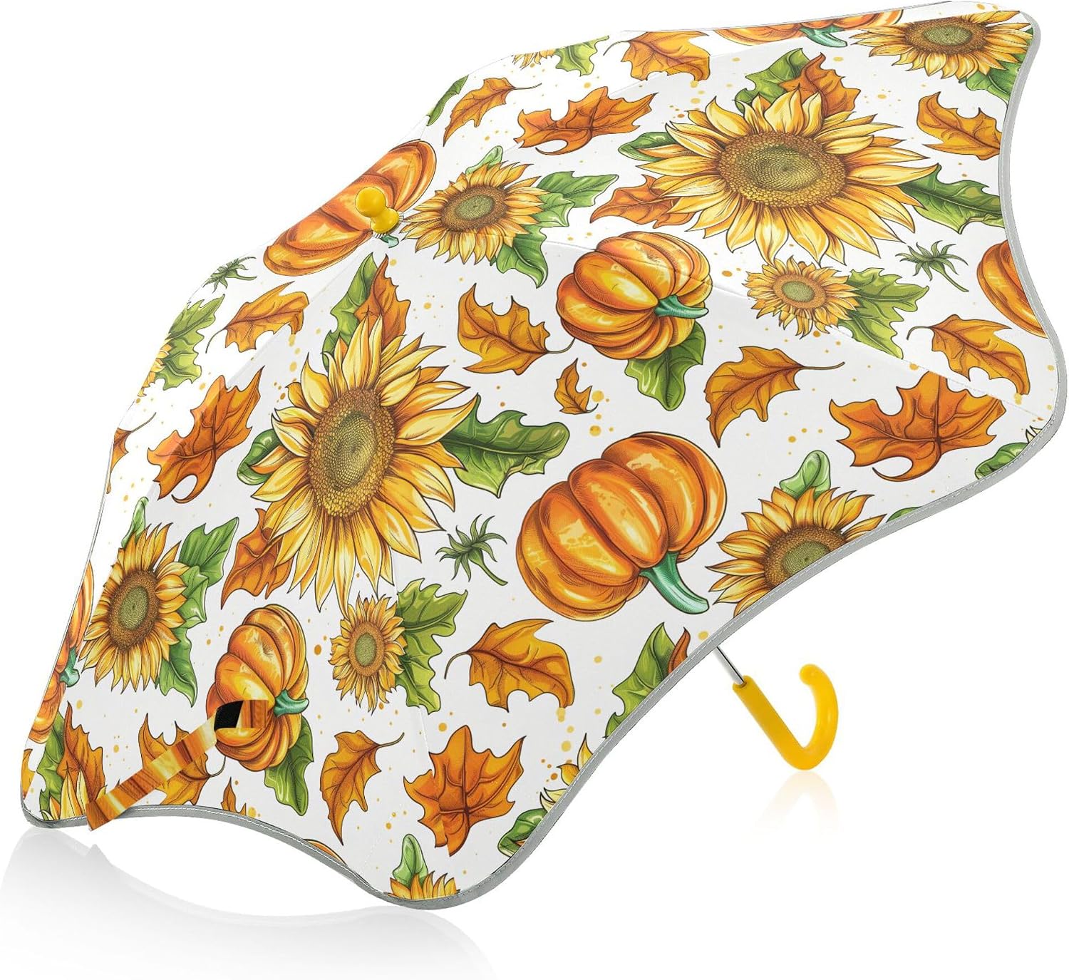 ALAZA Sunflower Maple Leaf Pumpkin Kids Umbrella for Girls Boys Toddler Children Rain & Sun Umbrella