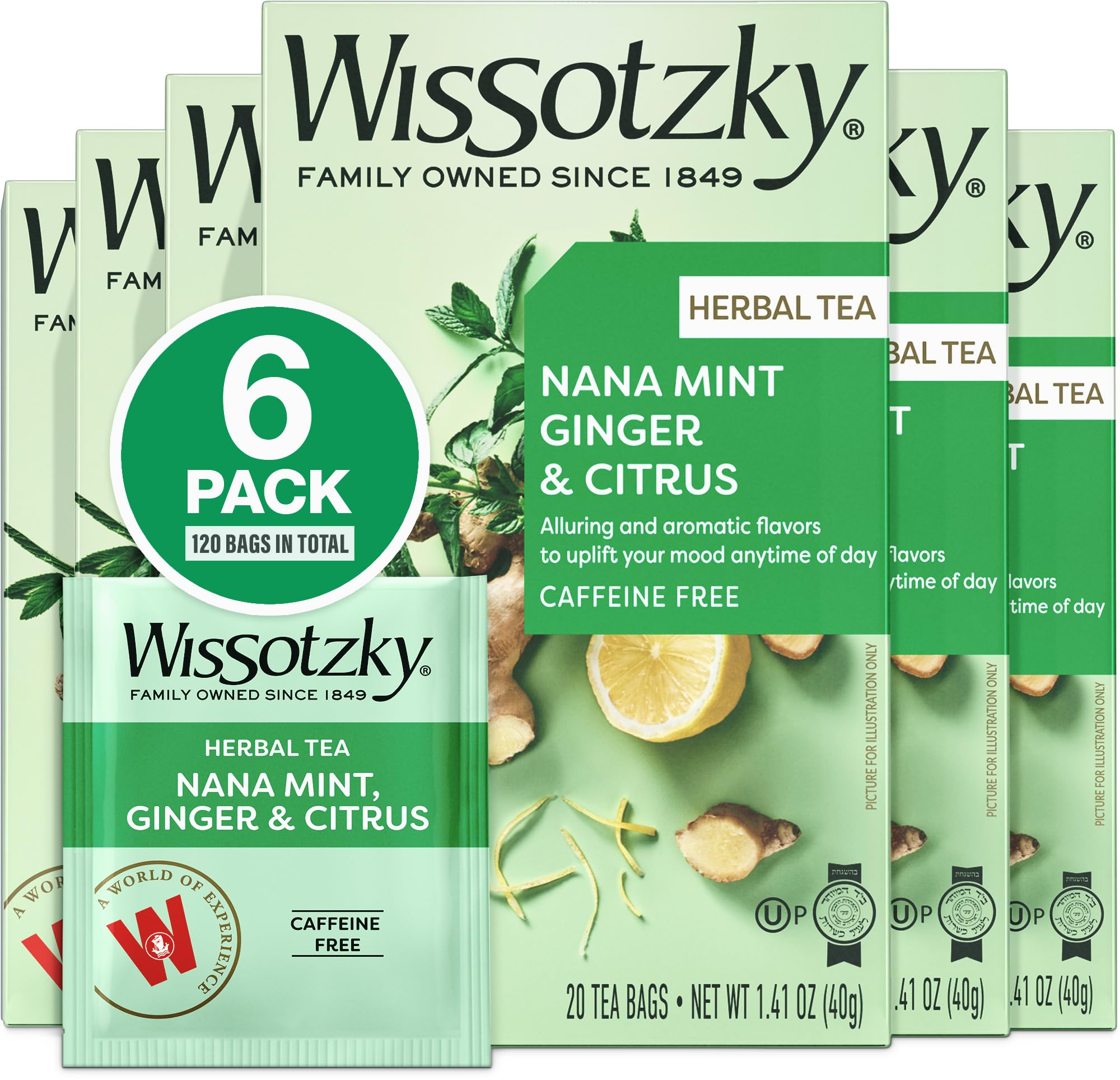 Amazon.com : Wissotzky Nana Mint Ginger & Citrus Herbal Tea,(6