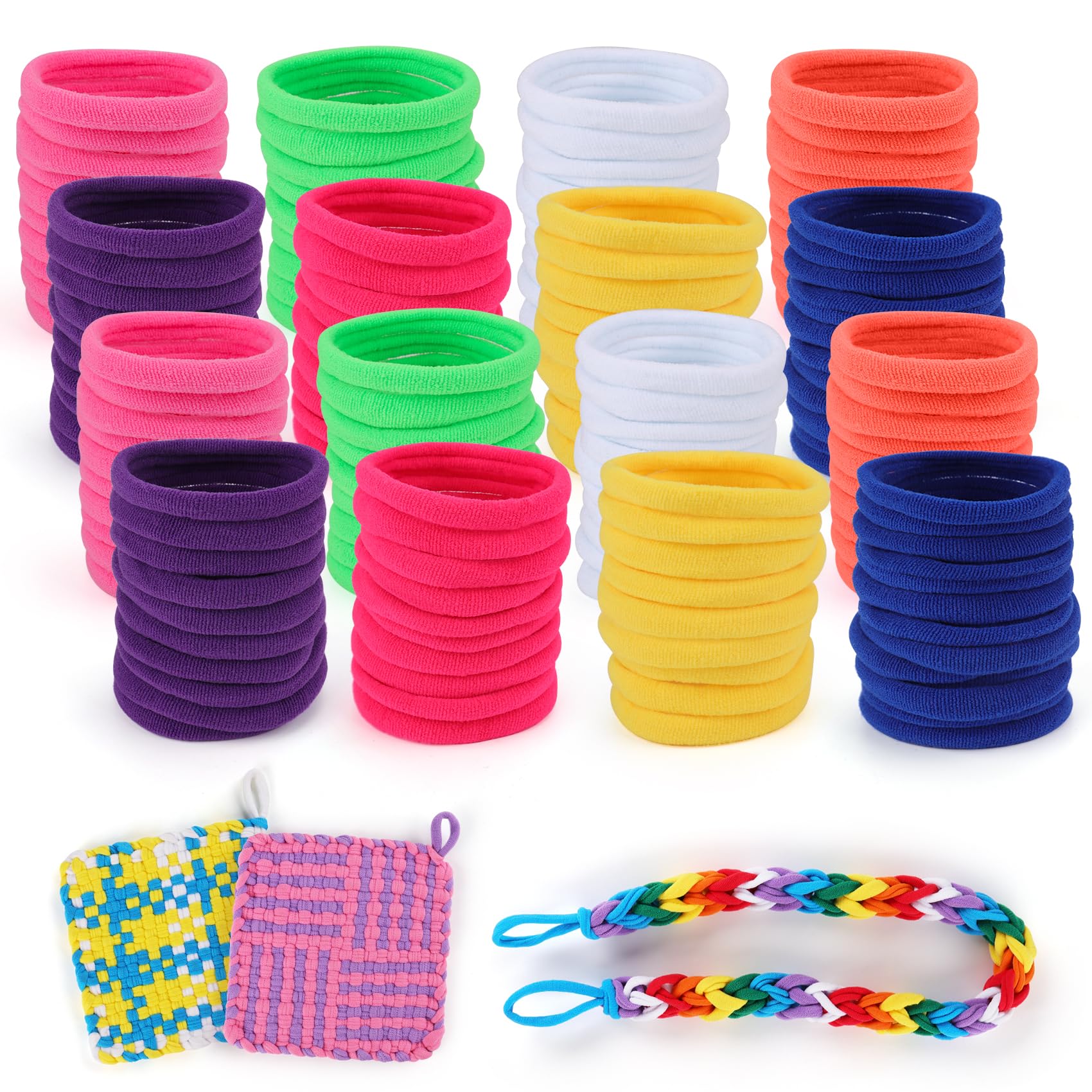 PREBOX Weaving Loom Loop Refill,7 Inch 288 Pcs in 8 Vibrant Colors, Potholder Loops, Loom Refill Loops Craft for Kids