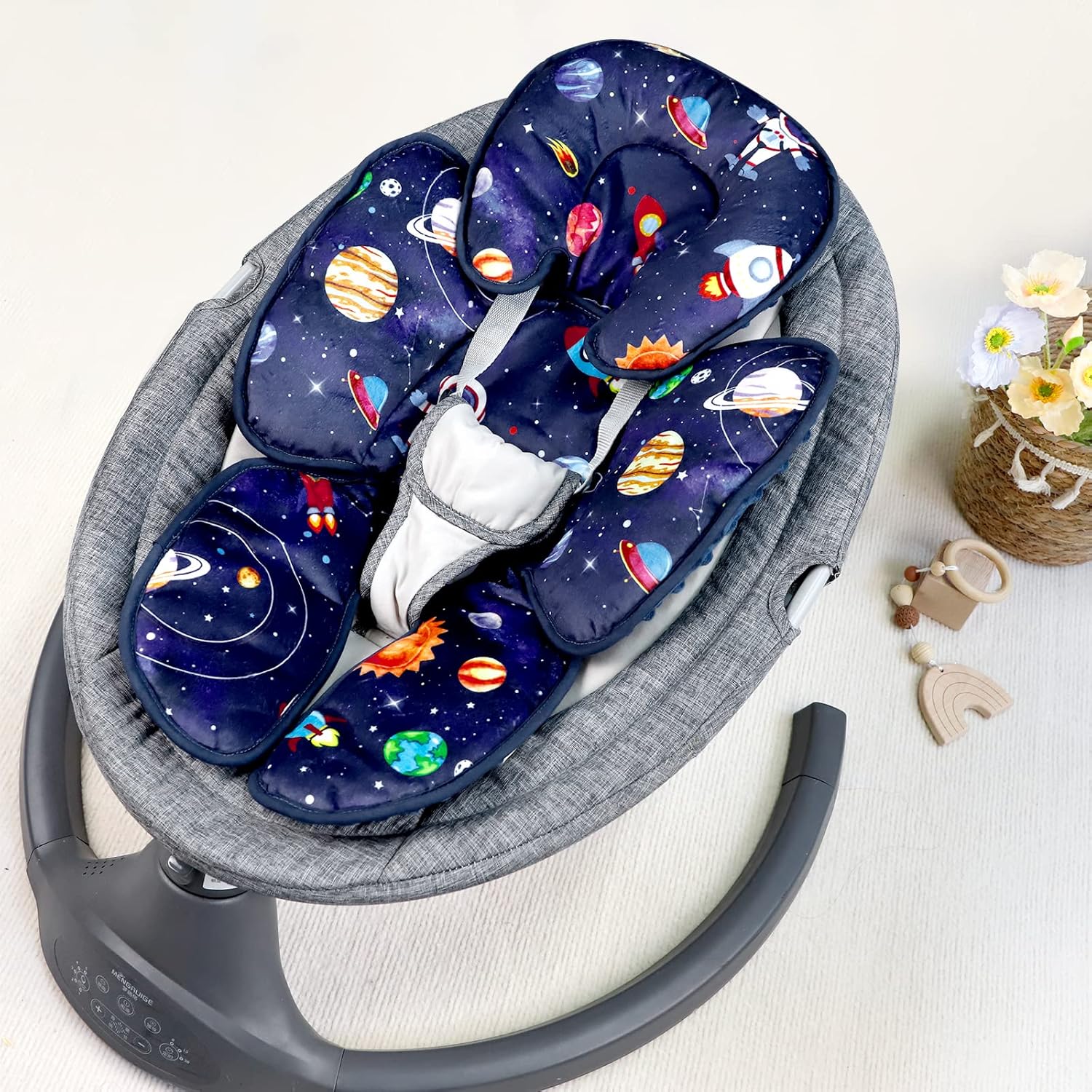 Baby Car Seat Head Body Support, Carseat Cover Boy, Infant Car Seat Insert, Cozy Sun & Summer Covers, Space Planet