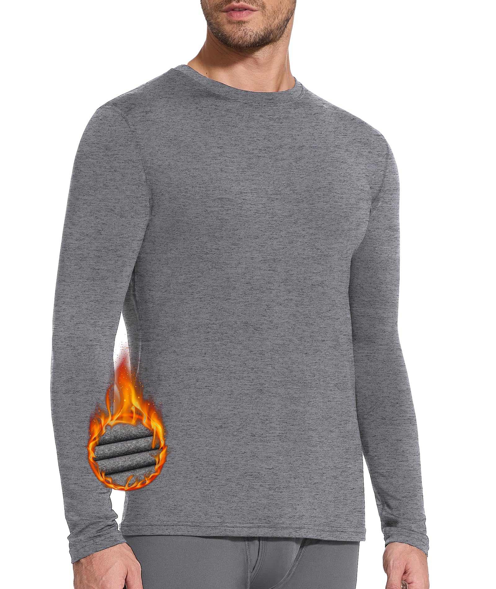 SIHOHAN Thermounterwäsche Herren Winter Thermoshirt Herren Langarm | Thermowäsche Rundhals Langarm Thermohemd Warm Atmungsaktiv Thermo Oberteil Warm Unterwäsche Thermounterhemd für Männer