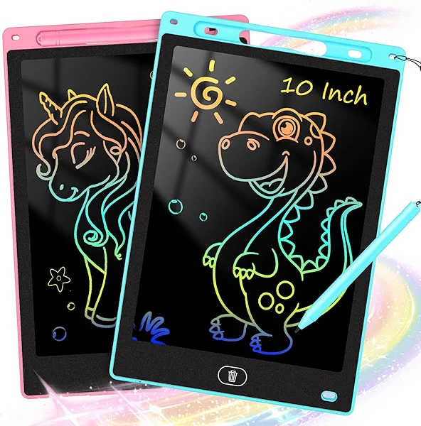 KTEBO 2 Pack 10 Inch LCD Writing Tablet for Kids, Electronic Drawing Pad and Doodle Board for Ages 3-8, Birthday and Christmas Gifts for Boys and Girls,Stocking Stuffers Drawing Board (Pink & Blue)