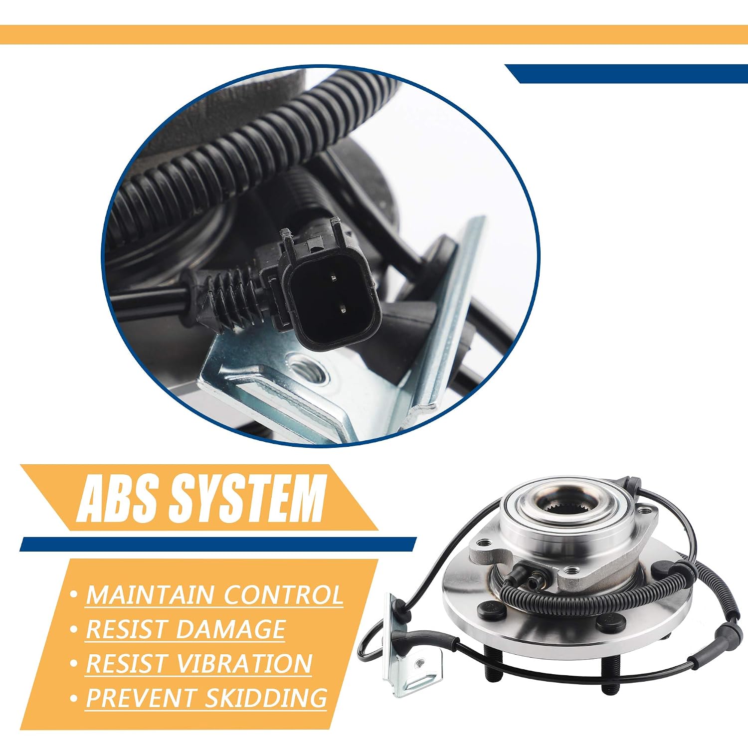 Richeer 513273 Front Wheel Hub & Bearing Assembly Replacement for 2008-2016 Town & Country 2008-2020 Grand Caravan 2009-2014 Routan 2012-2015 Ram C/V 1PCS Set