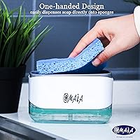 Vista 2 de OMAIA 2-in-1 Dish Soap Dispenser with Sponge Holder - Smart Kitchen Gadget - Sink Countertop Organizer