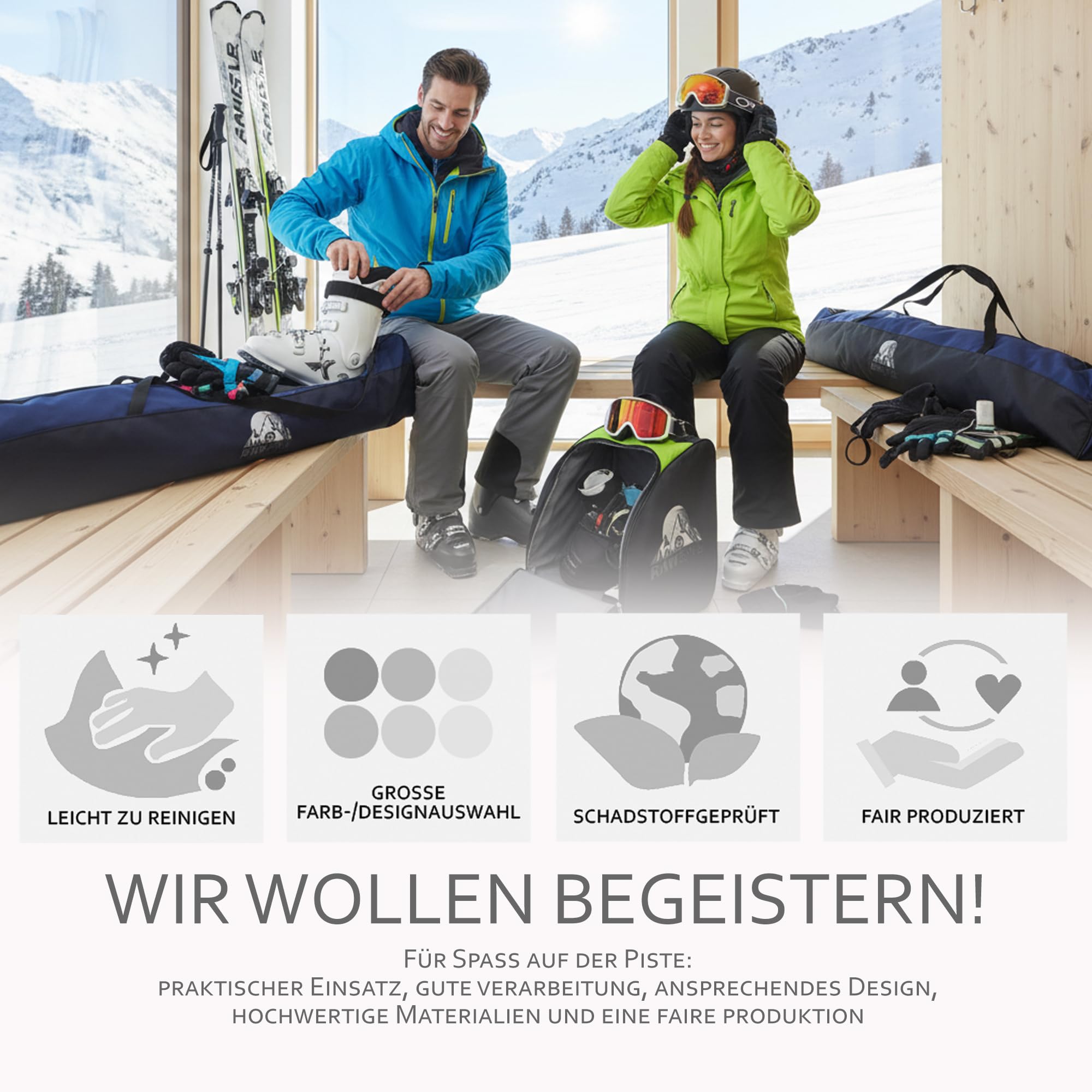 Rawstyle Sac de ski imperméable pour chaussures de ski 160 cm 180 cm