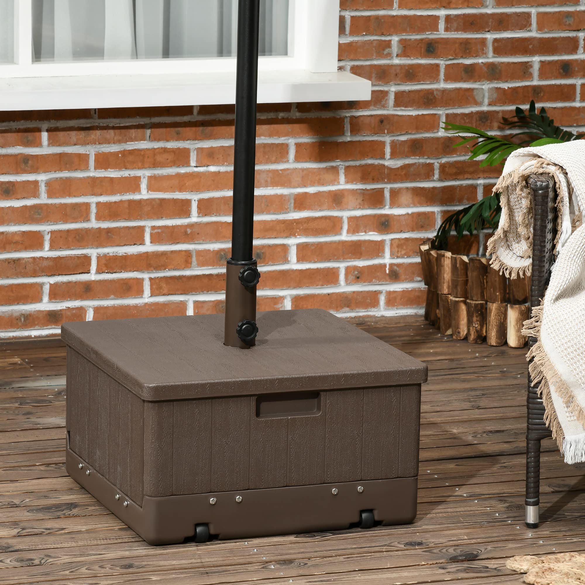 large patio umbrella with planter box stand Outsunny 2-in-1 Outdoor Base, Box, 175 lbs. Capacity Brown maxtravel.al/wp-content/uploads/travel-makeup-bag-... or poolside lounging conv:ship dimensions:21.9L x 9.5W x 16.2H in COULEUR:Charcoal
