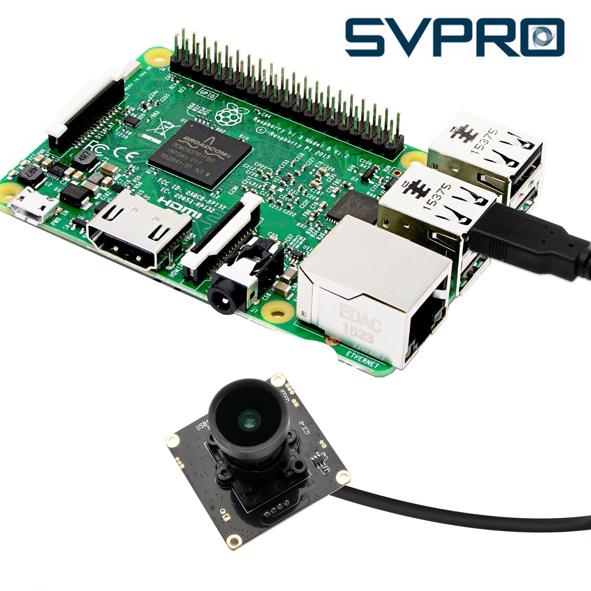 Svpro Module de caméra USB 1080P Starlight 0,0001 Lux F1.6 Grand angle 110° sans distorsion Plug & Play