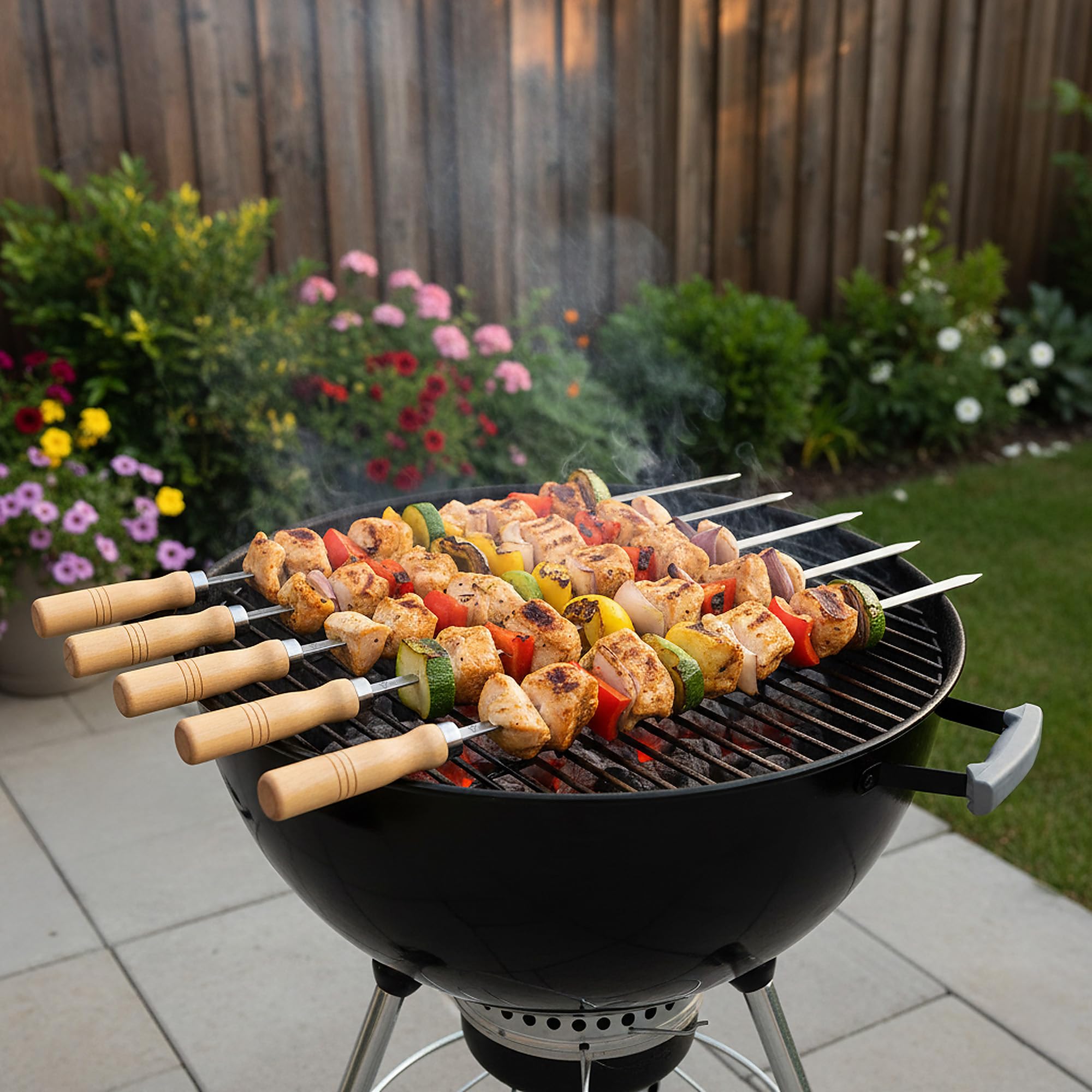 BBQ-Toro Spiedini per barbecue in acciaio inox con manico in legno (10 pezzi) | 50 cm | spiedi per shish kewers | Mangal shish kebab, girarrosto | accessori per barbecue, spiedini di carne